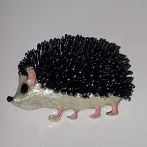 Pin Hedgehog Jewelry Black White Pink Hedgehog 3-D Figurine Pin